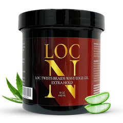 LOCN Edge Gel Extra Hold 16oz bottle for firm grip and frizz control