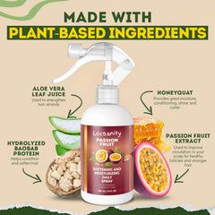 Locsanity aplicación neblina hidratante para cabello y cuero cabelludo sin sensación grasa.