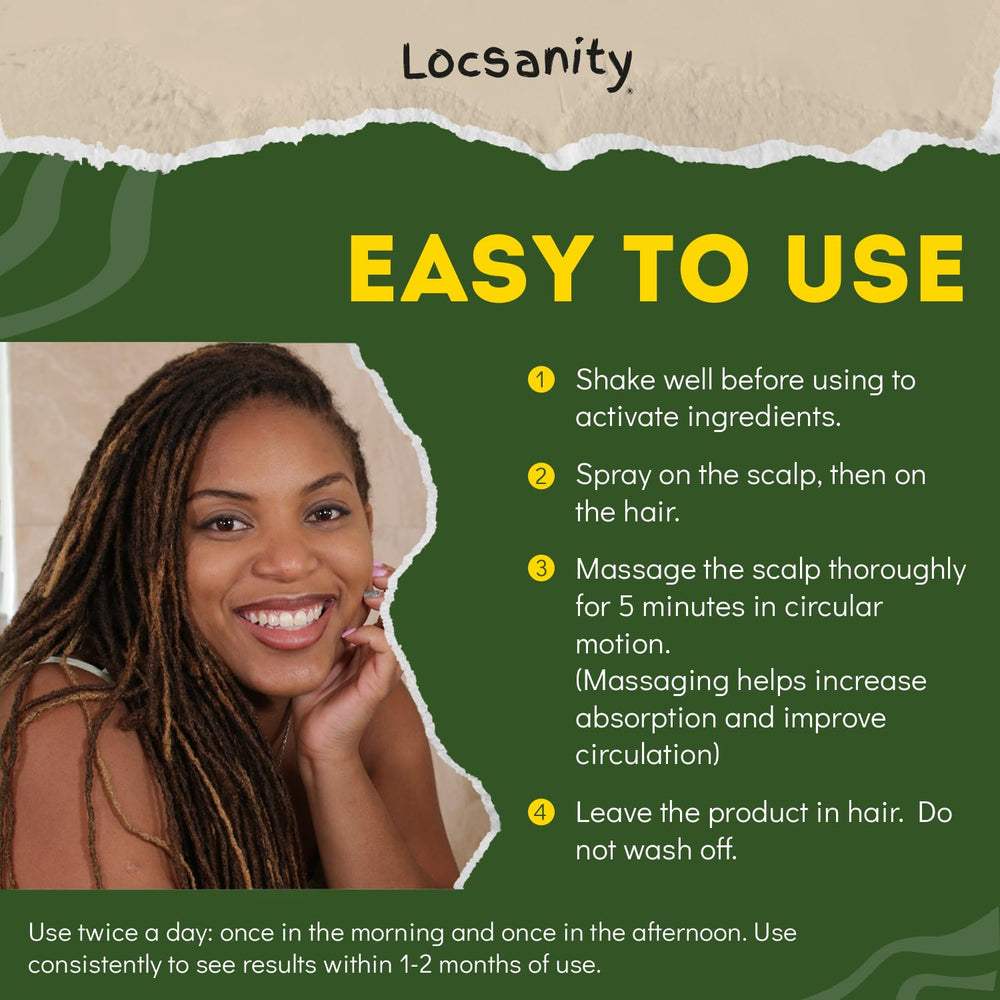 Spray Locsanity aporta brillo y manejo para cabello rizado.