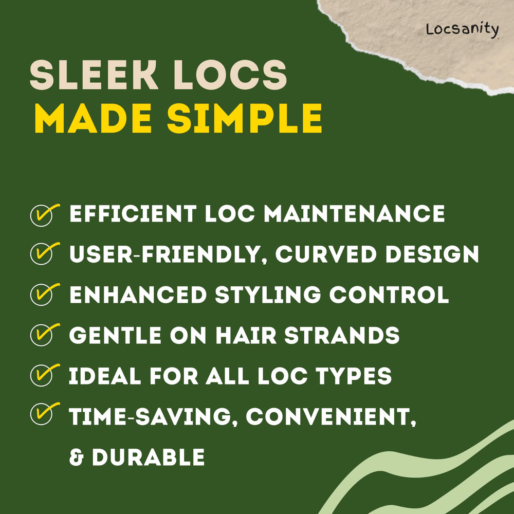 Locsanity herramienta interbloqueo curvada para distintos estilos de locs.