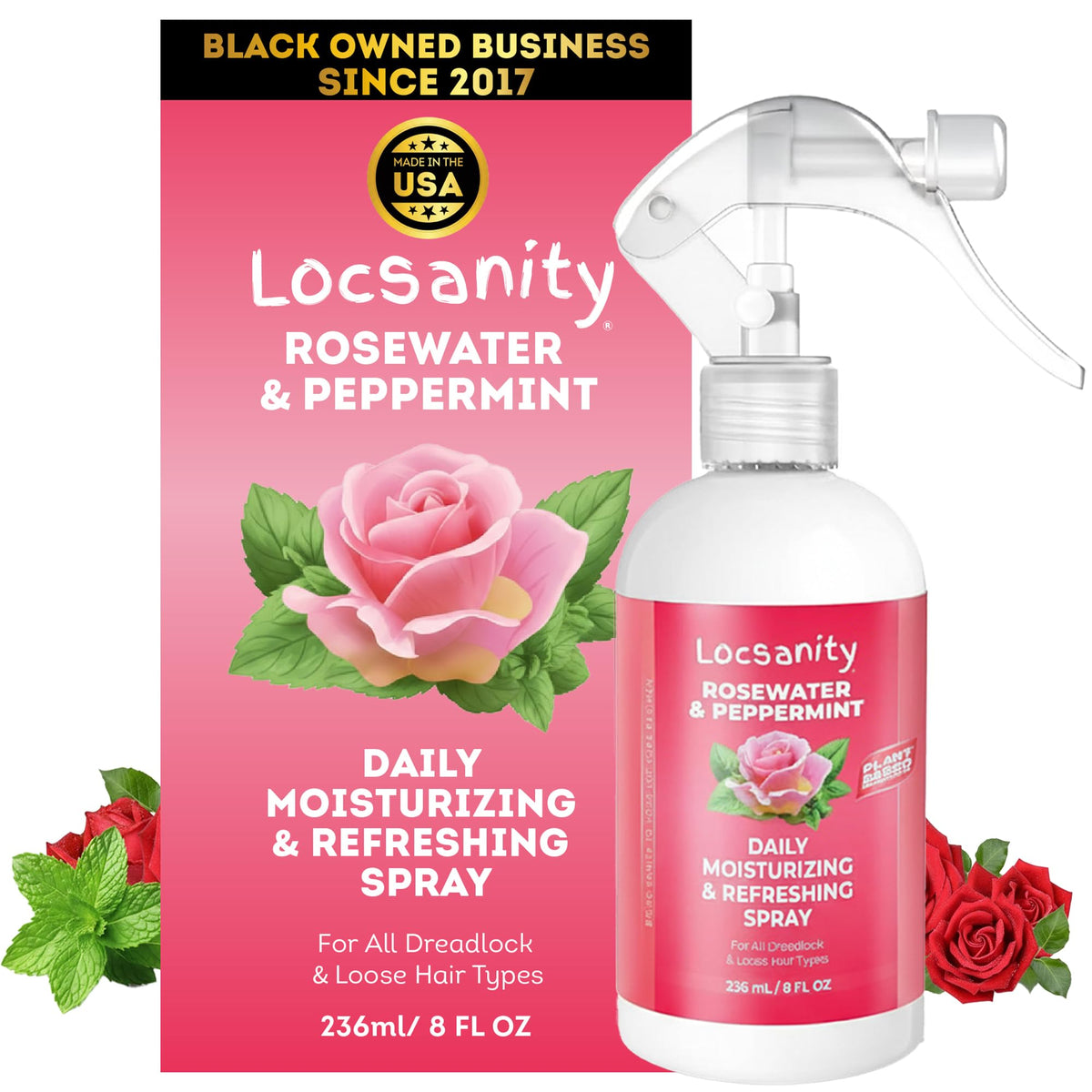Locsanity Loc Spray rosewater peppermint bottle for daily loc care