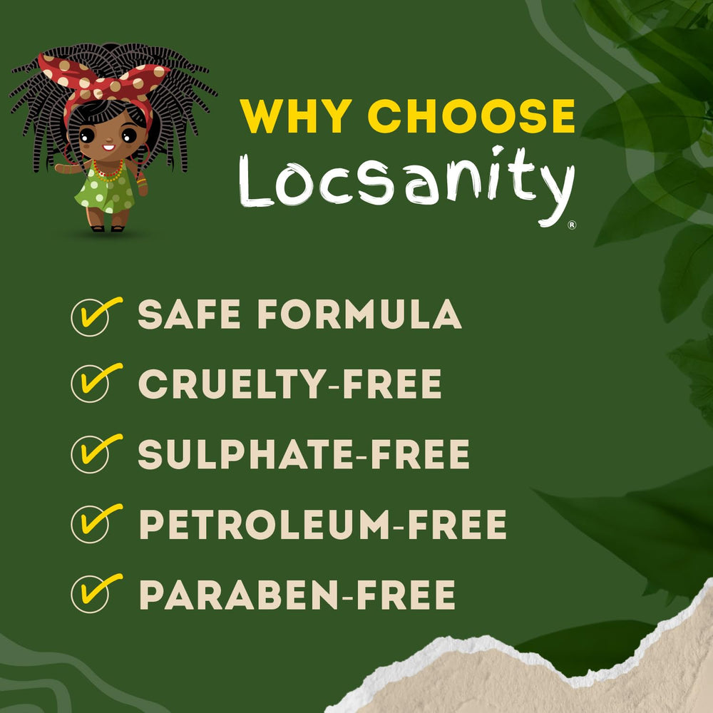 Locsanity locs con brillo natural y cabello suave tras uso del spray.