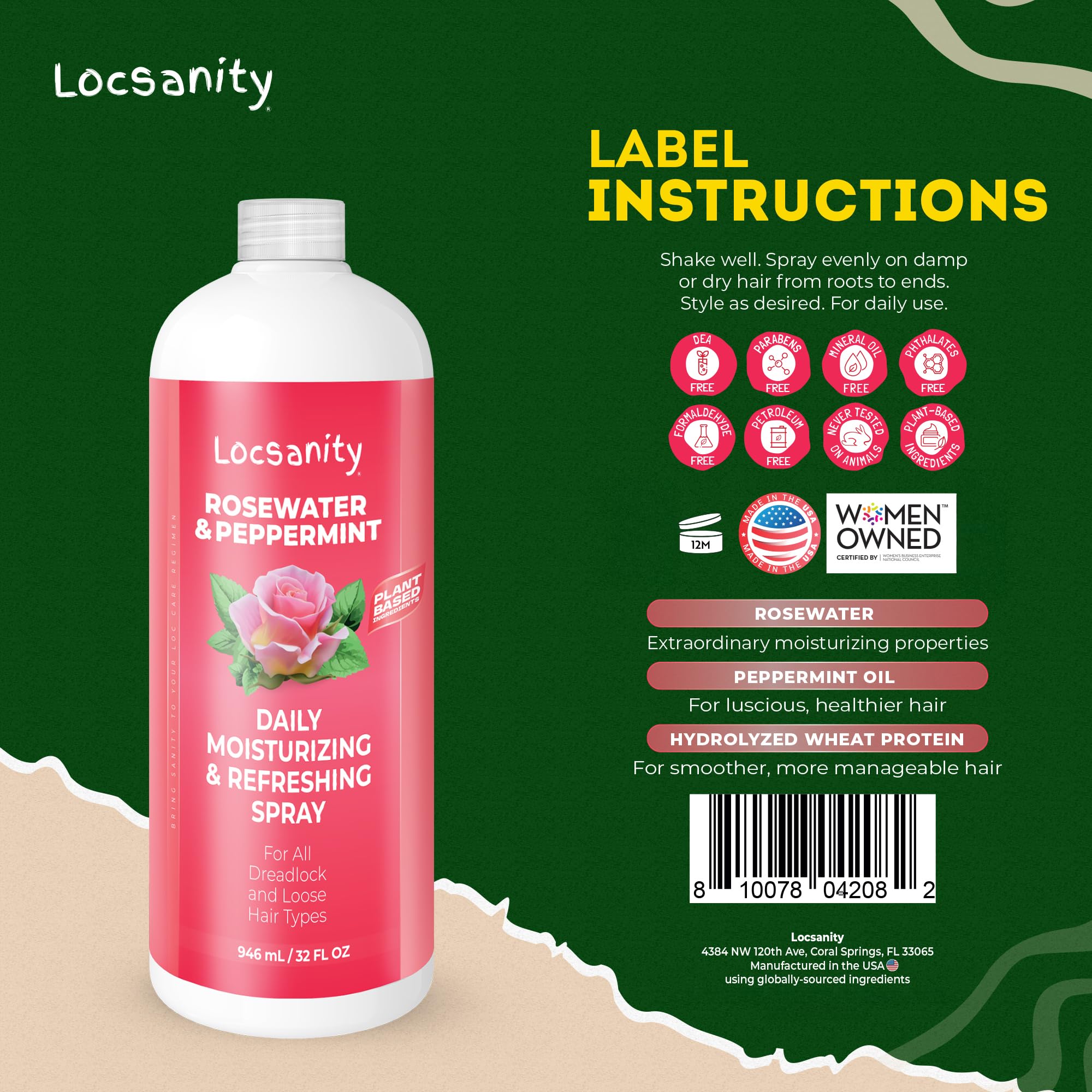 Locsanity spray applied to locs during routine grooming.
