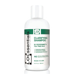 LOCssentials Clarifying Shampoo botella: limpieza suave sin residuo para locs.