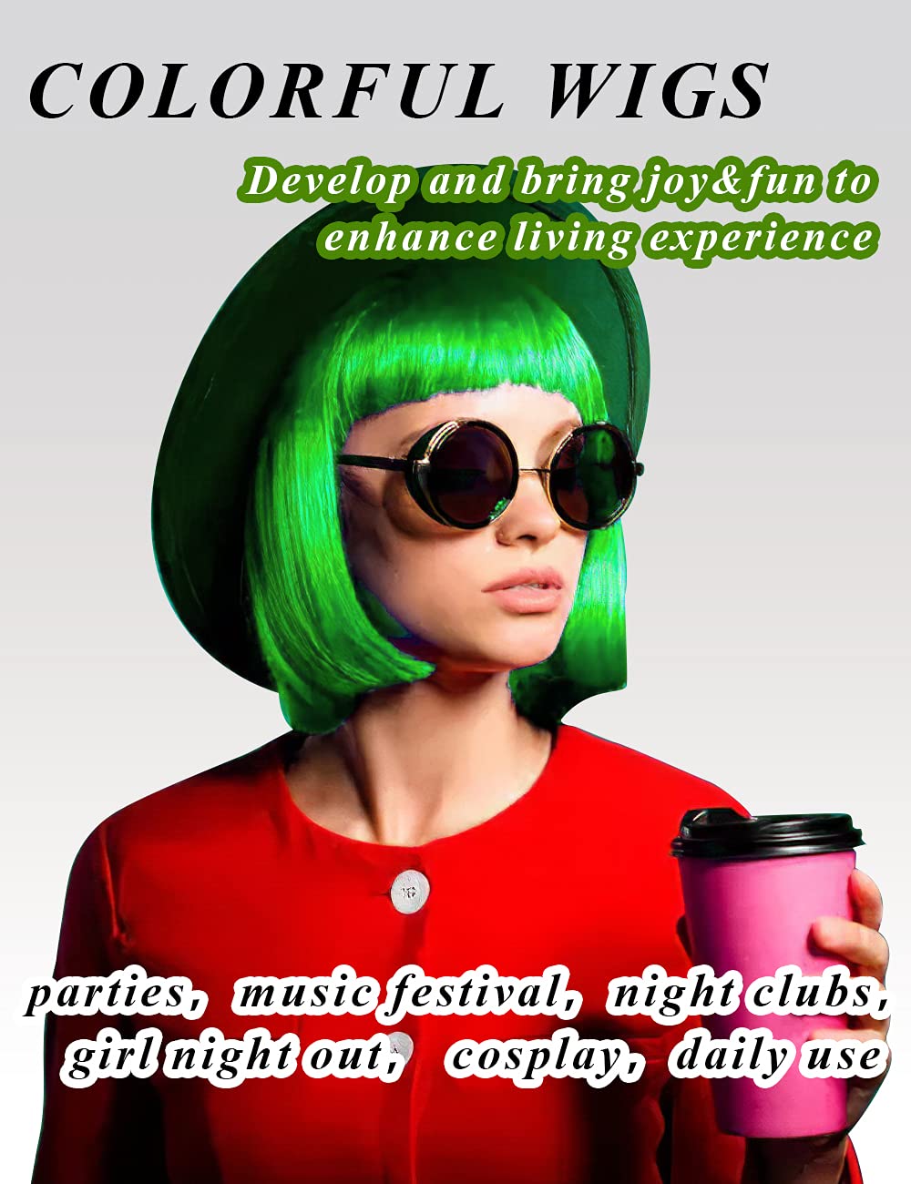 LOHO MAGICA neon hot pink wig for festive looks.
