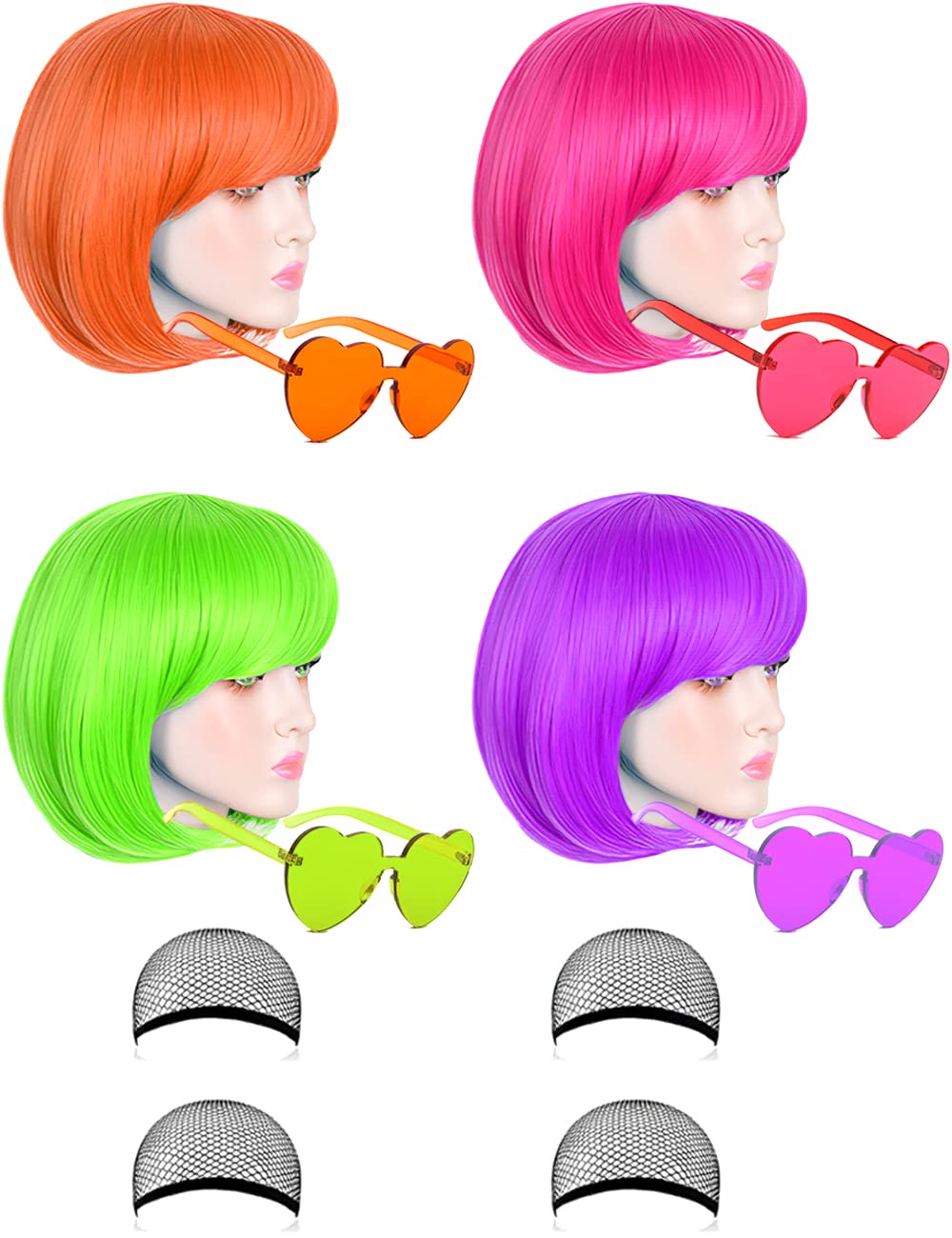 LOHO MAGICA neon orange wig for vivid party styling and easy color change.