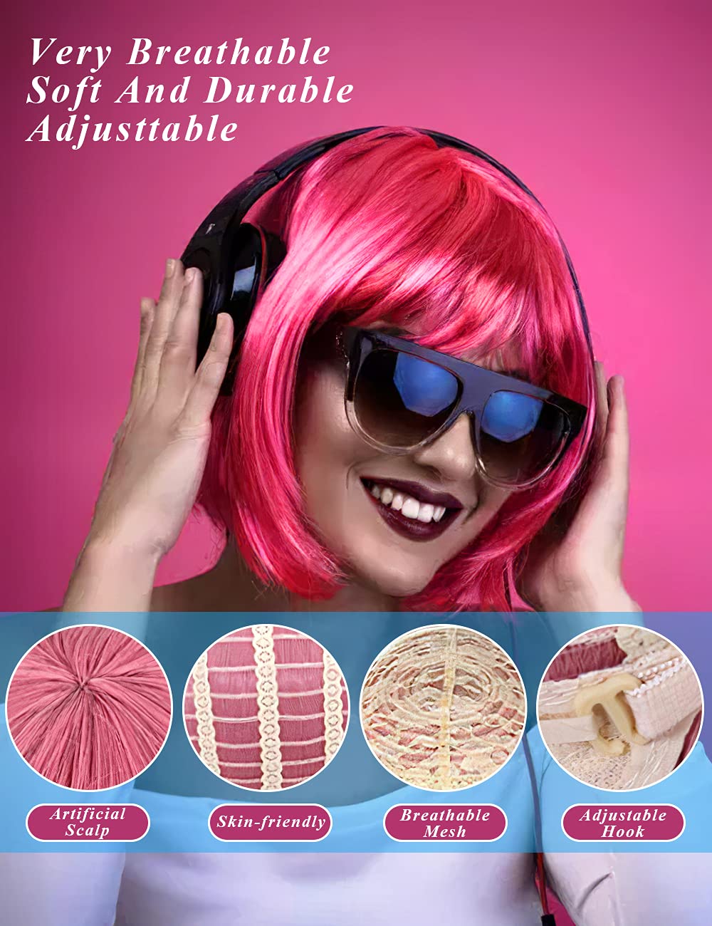 LOHO MAGICA neon purple wig for bold costume flair.