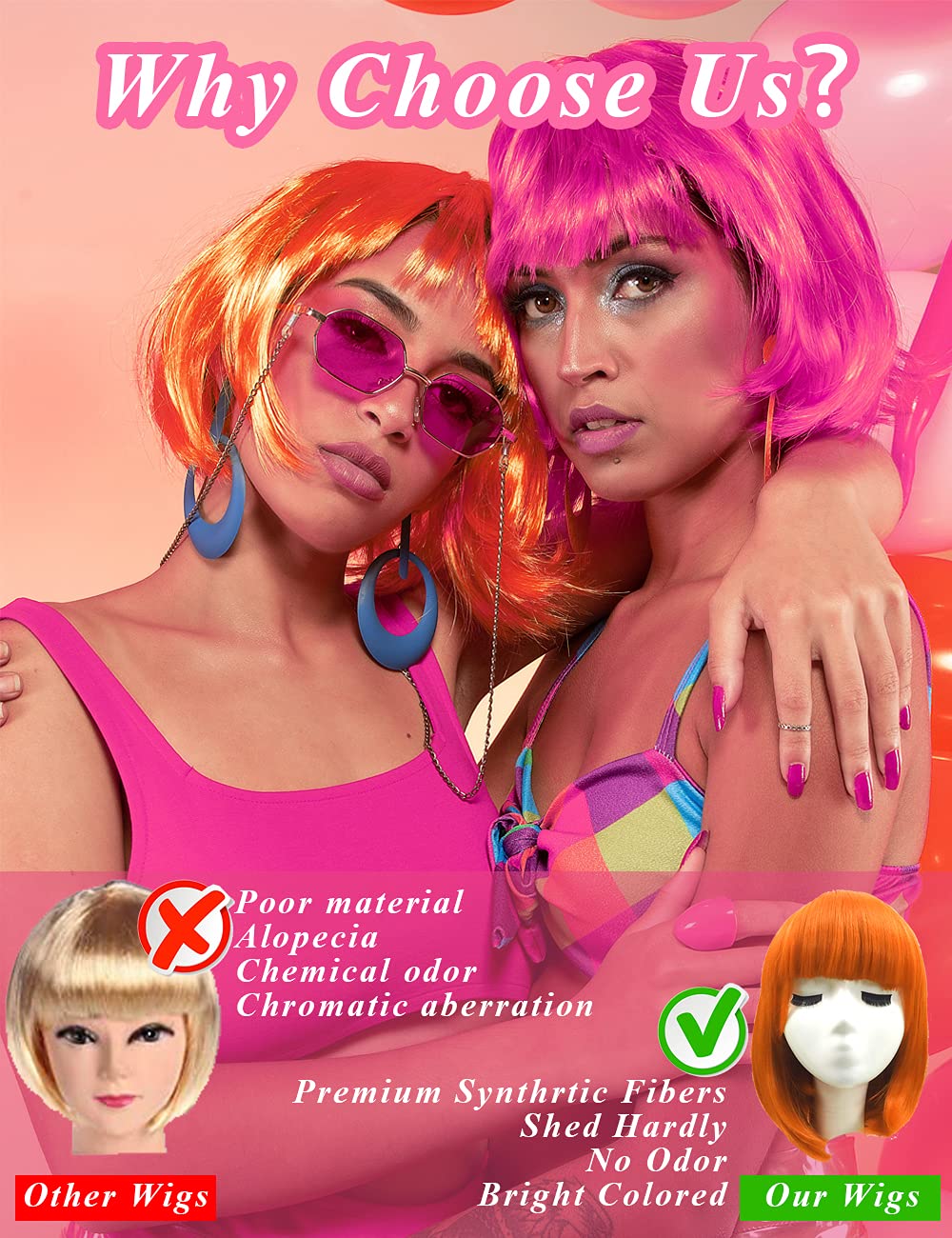 LOHO MAGICA neon purple short bob wig creates dramatic party looks