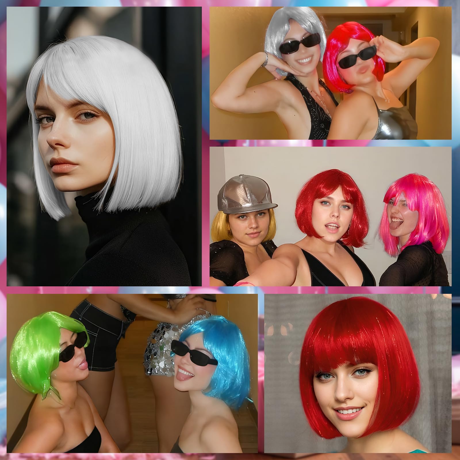 LOHO WONDERZ neon white short bob wig for bright daily looks.