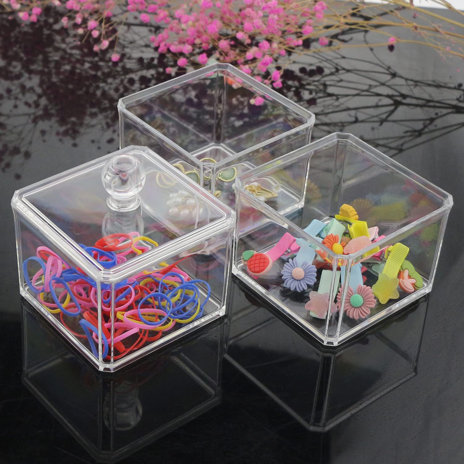 LOHRYVIO vanity bathroom organizer in clear acrylic enhances countertop organization