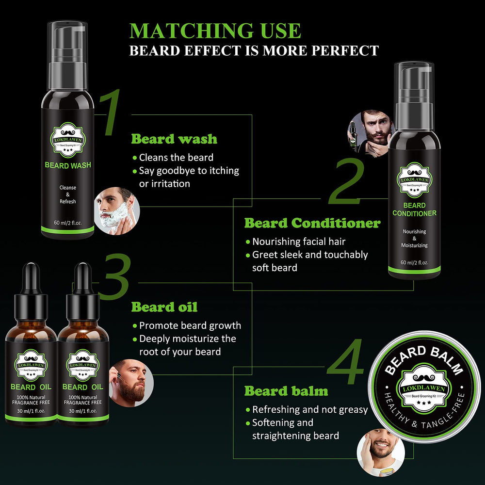 LOKDLAWEN beard brush and comb for detangling and even oil distribution