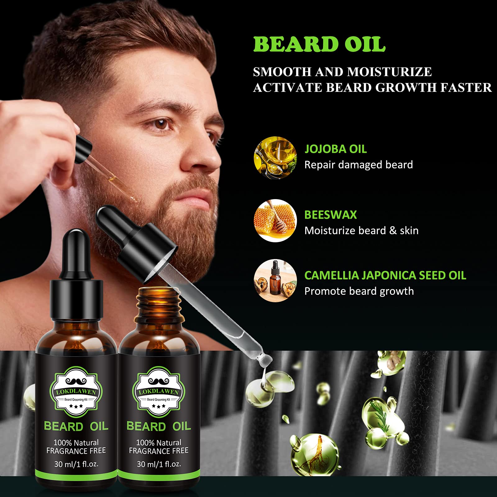 LOKDLAWEN second beard oil bottle for deep nourishment and softness