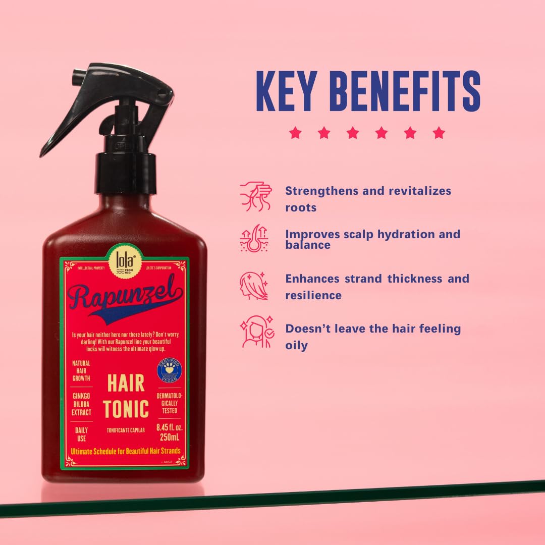 Lola From Rio tonico capilar: foco en folículo fortalecido para un cabello más resistente.