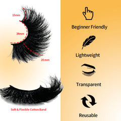 Loladook 3D faux mink wispy lashes for fuller eyes.