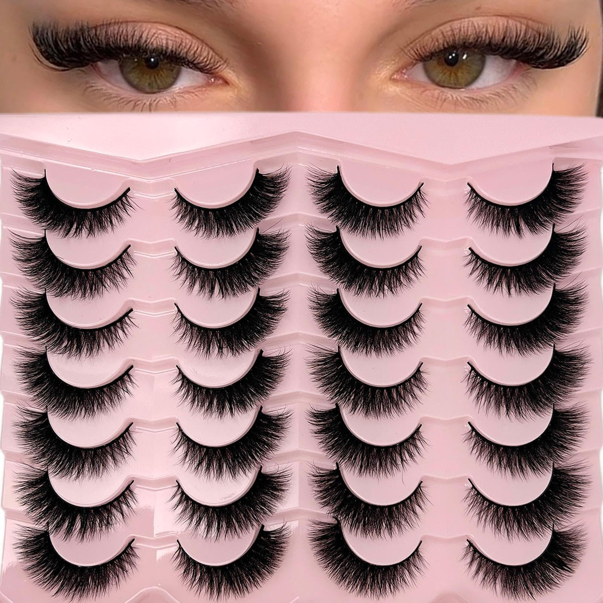 loladook cat eye lashes 16mm natural look close-up for daily wear