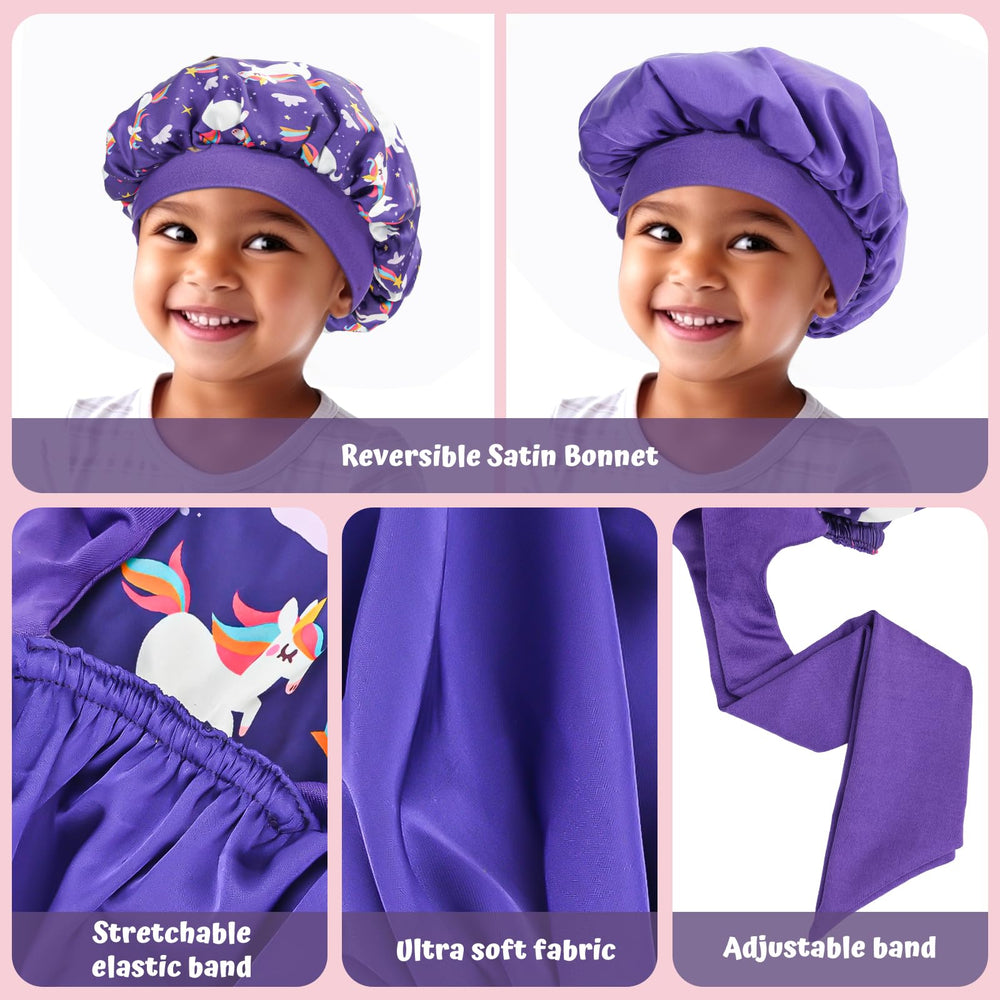 Lolalet bonete de seda para niñas, tela suave que cuida rizos al dormir.