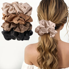 Lolalet lazo satinado grande en color almendra, cómodo para cabello grueso y rizado.