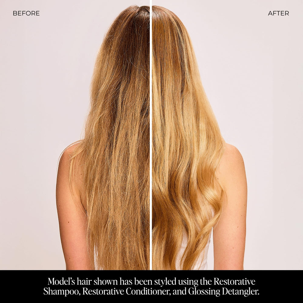 LolaVie Glossing Detangler applied to towel dried hair for smoother knots