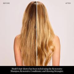 LolaVie Glossing Detangler applied to towel dried hair for smoother knots