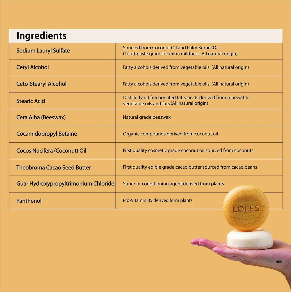 Natural-origin ingredients emphasis in LOLE'S formulation.