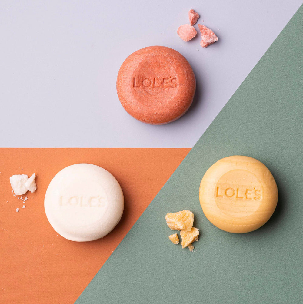 LOLE'S plastic-free packaging shown as an eco-friendly choice for routines.