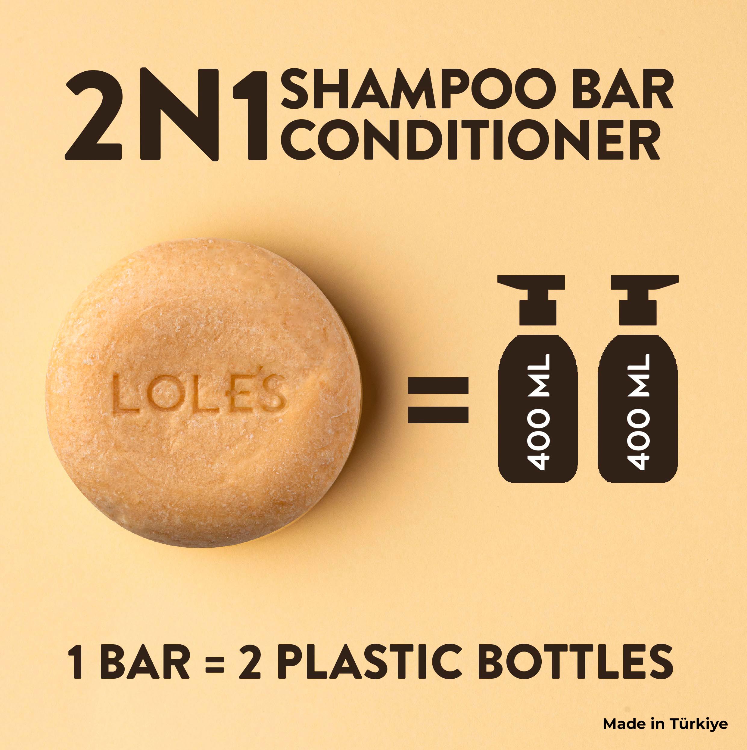 Travel-friendly solid bar pictured on luggage for on-the-go care.
