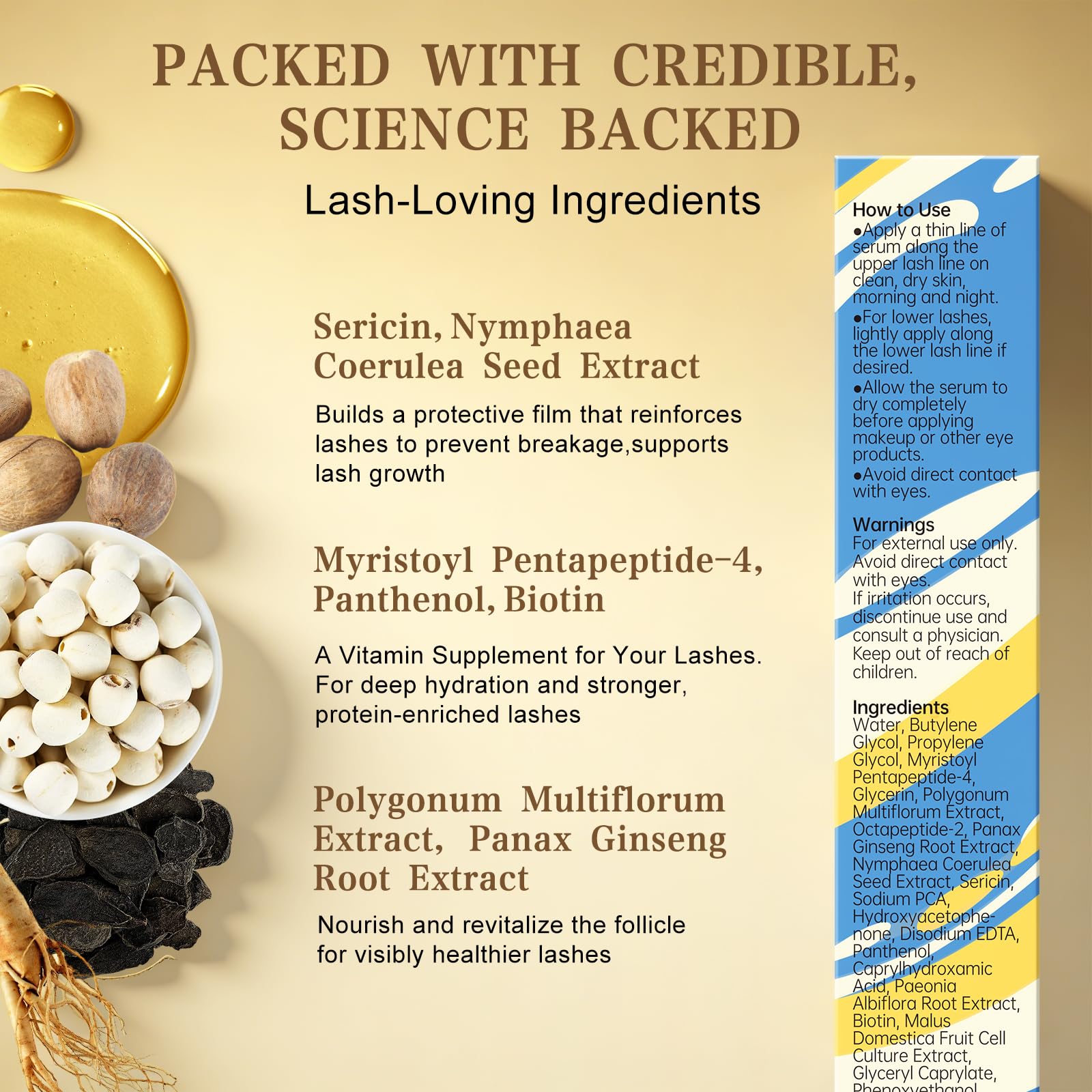 LOLX blue lotus seed extract detail emphasizes soothing, conditioning benefits.
