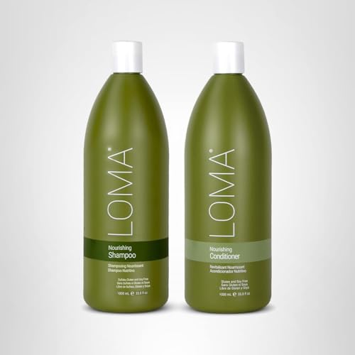 LOMA Nourishing Conditioner pump bottle highlighting easy application and hydration