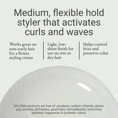 Applying Curvy Crème on hair demonstrates medium hold for curls