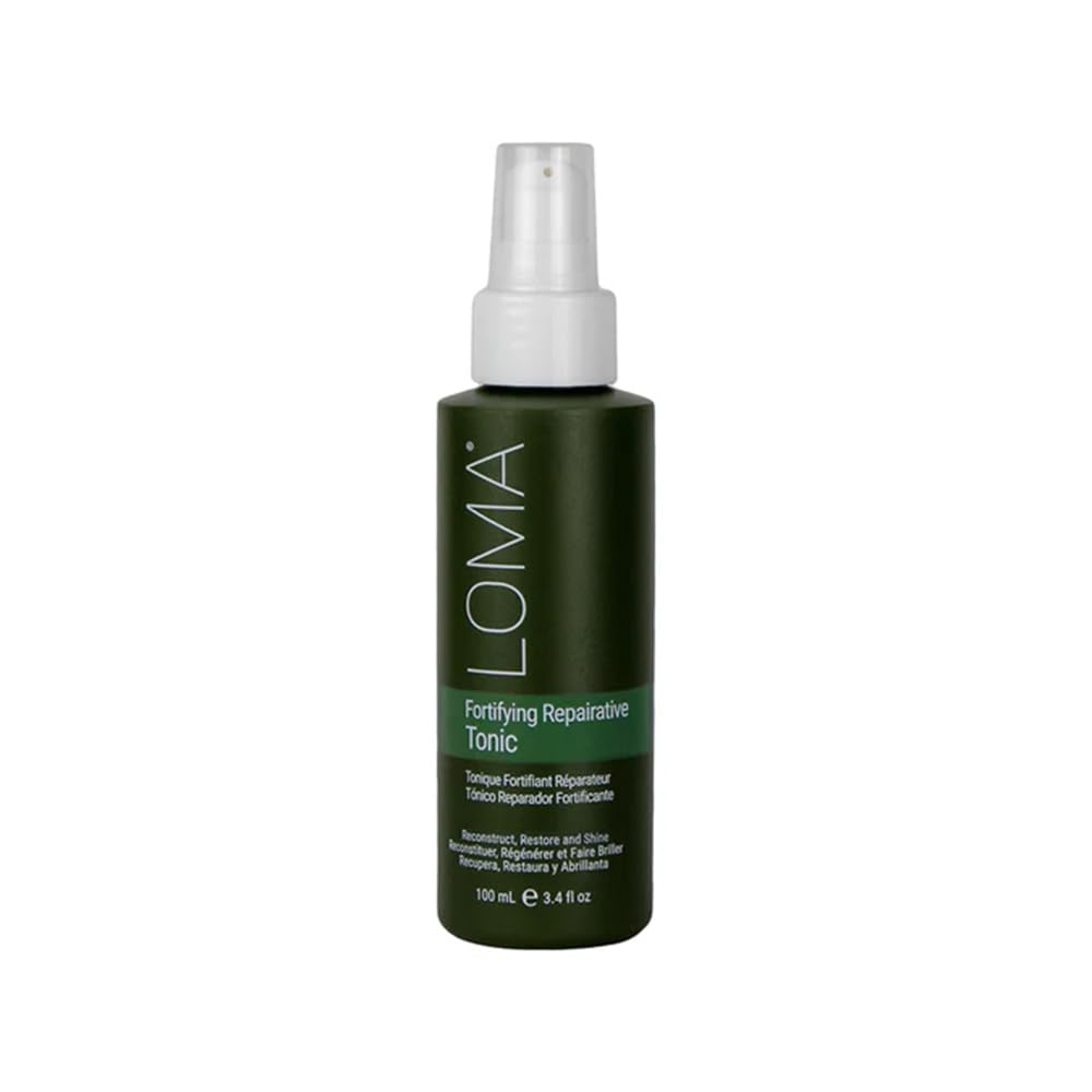 Loma Fortifying Reparative Tonic bottle highlighting color protection for vibrant hair.