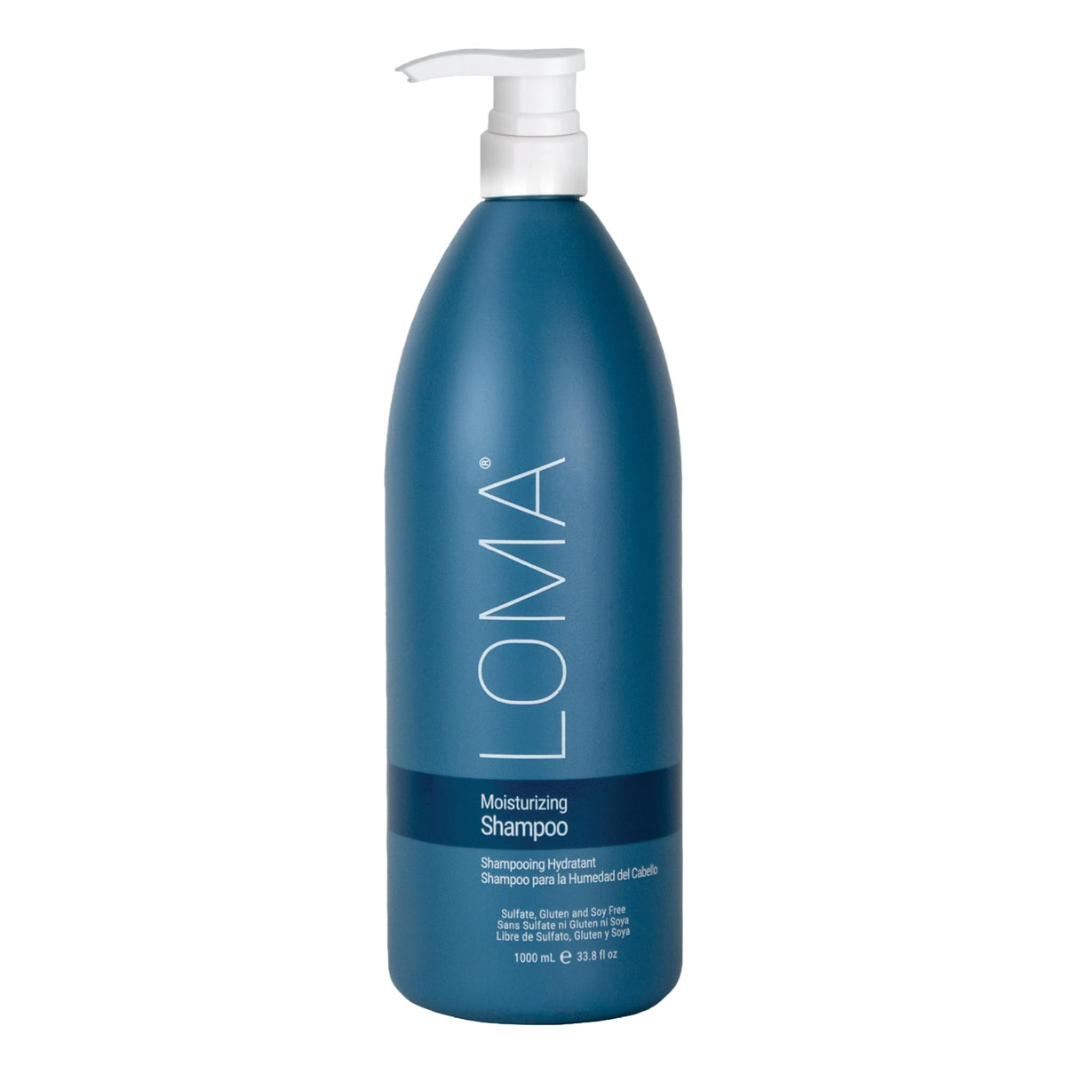 LOMA Moisturizing Shampoo bottle pouring, hinting at easy, hydrating cleansing.