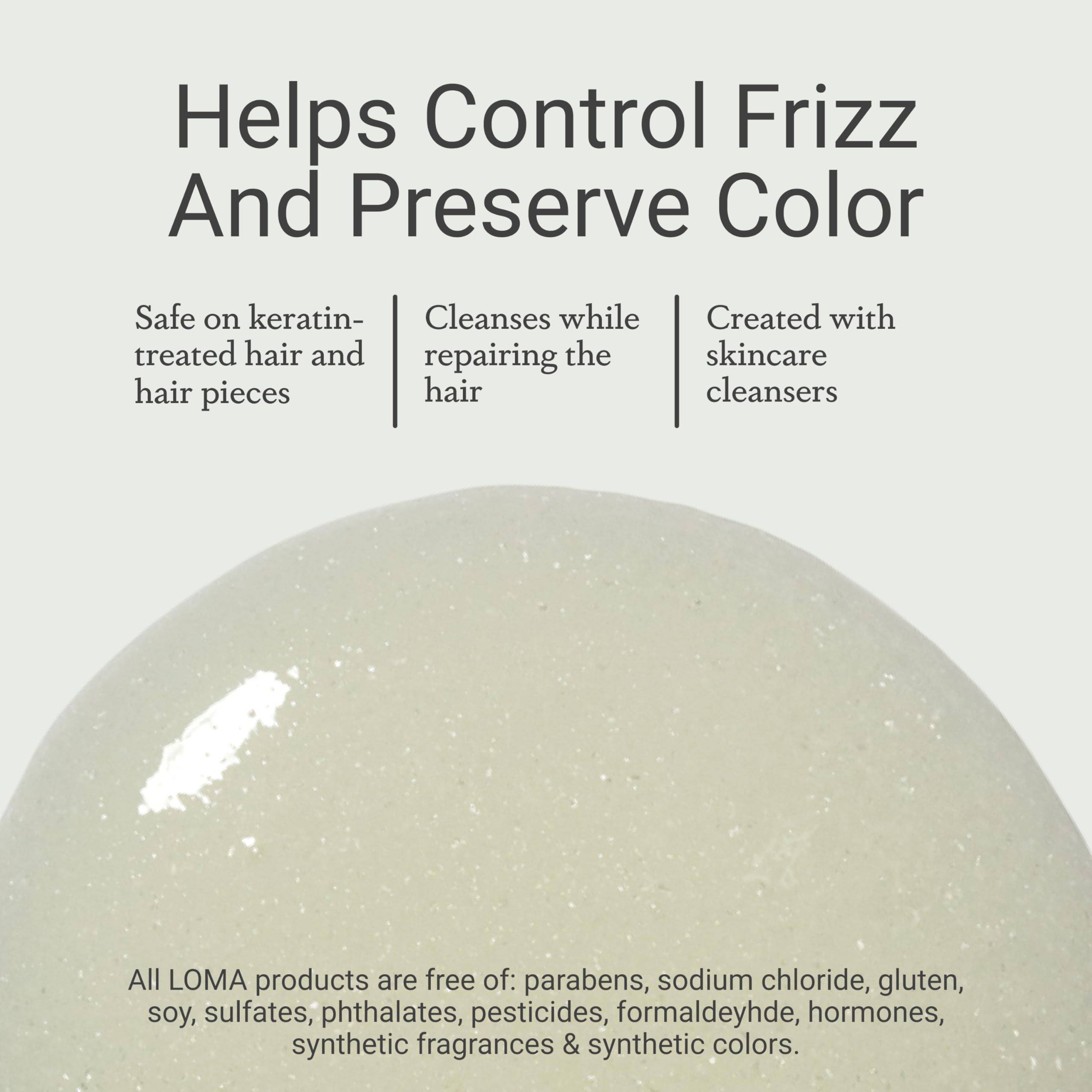 LOMA Nourishing Shampoo with natural ingredients safeguards moisture balance.