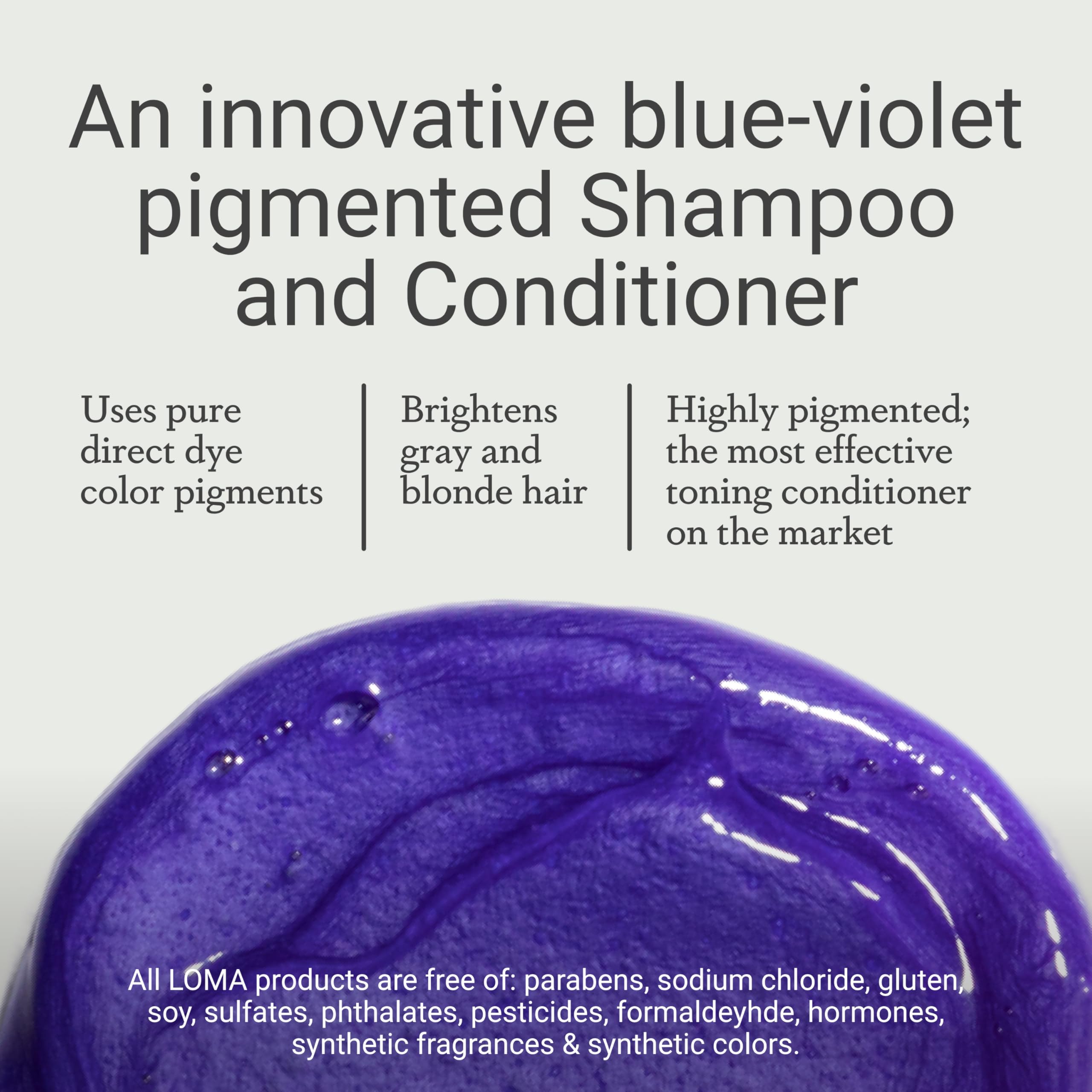 Loma Violet Duo pack-shot communicates complete at-home hair toning routine.