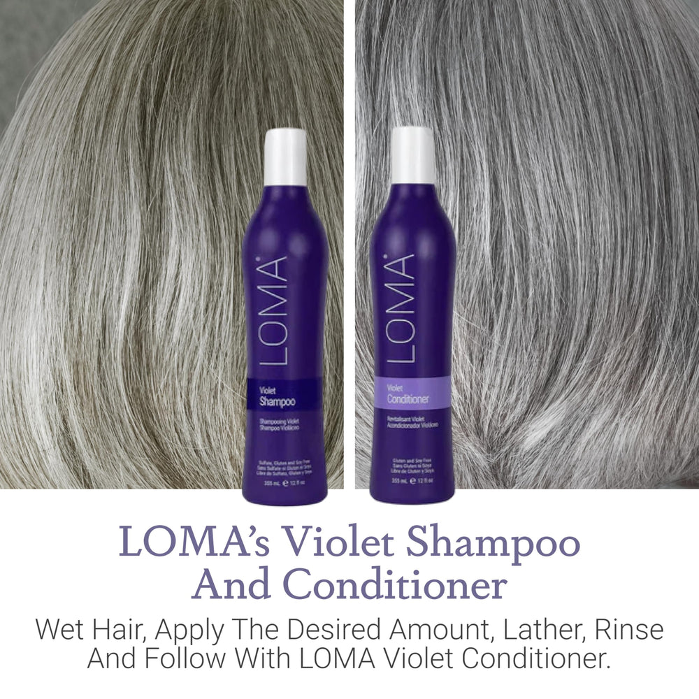 Loma Violet Shampoo lather hints at gentle cleansing with color pigments.