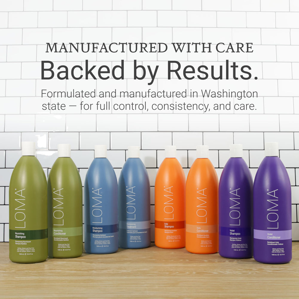 Loma Violet Shampoo action demonstrates toning benefits during a shower routine.