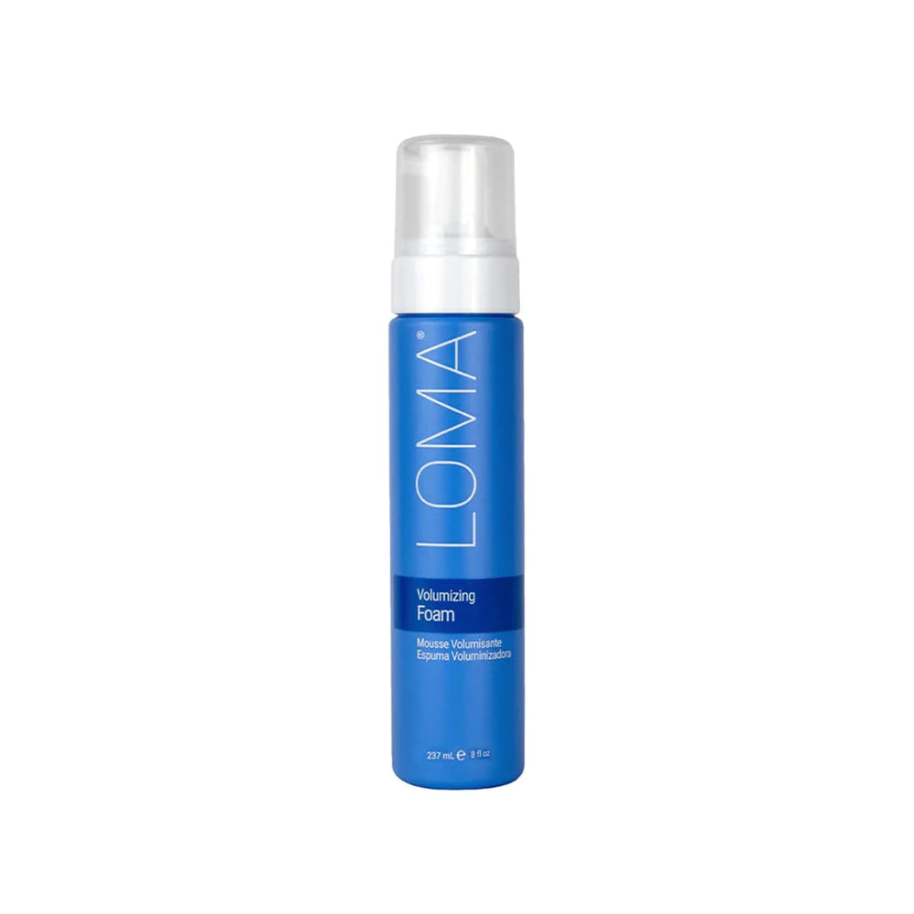 LOMA Volumizing Foam bottle demonstrates lightweight volume for fine hair.