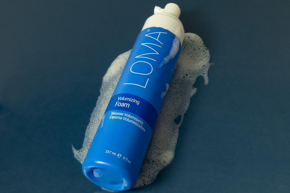 Hair after using LOMA Volumizing Foam shows fuller, touchable softness.