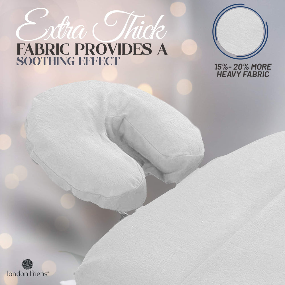 London Linens set of 10 covers stacked demonstrates generous quantity for high-traffic studios