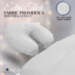 London Linens set of 10 covers stacked demonstrates generous quantity for high-traffic studios