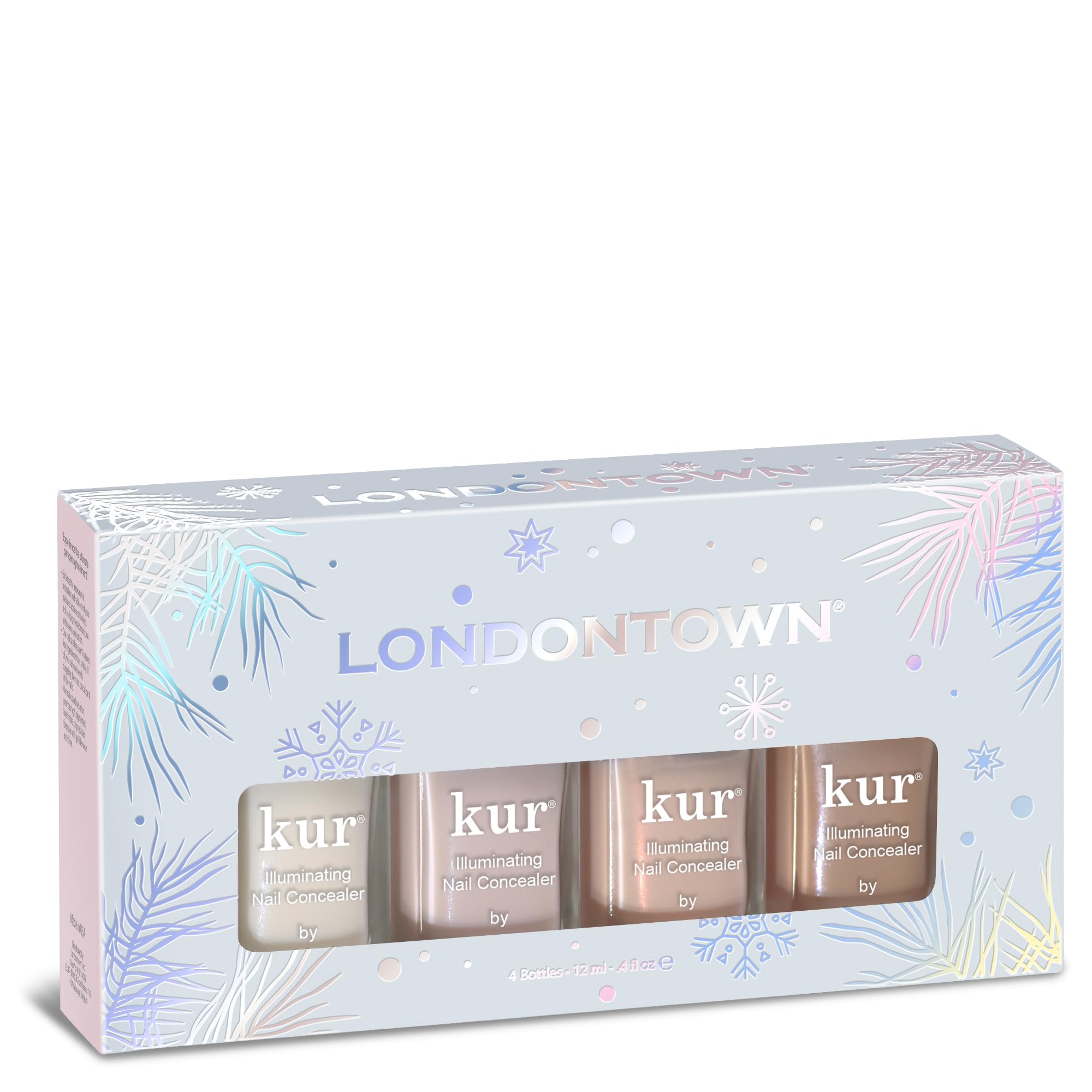 LONDONTOWN Illuminating Nail Concealer Bubble bottle close-up shows smooth, streak-free application.
