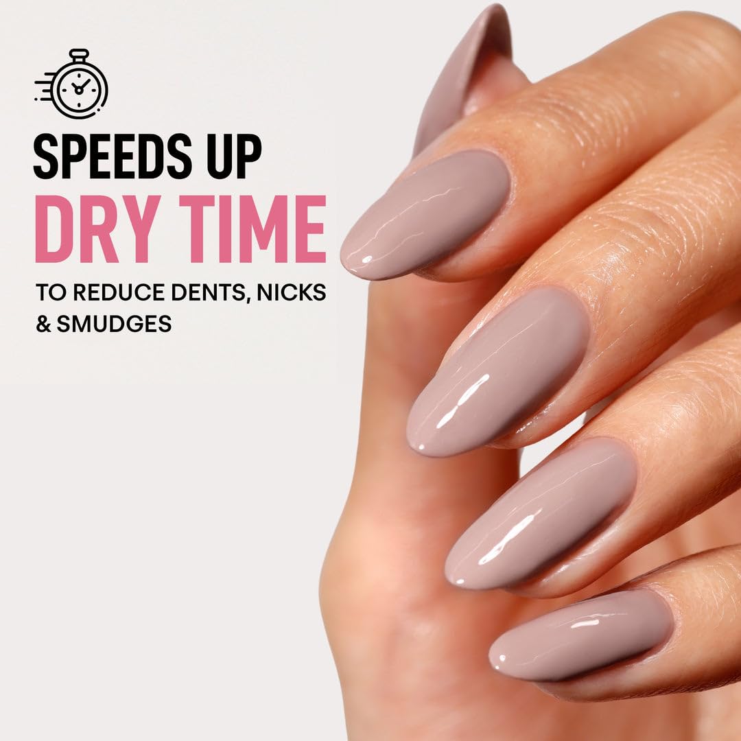 LONDONTOWN kur Flash Dry Top Coat ofrece un acabado de alto brillo seco al instante.