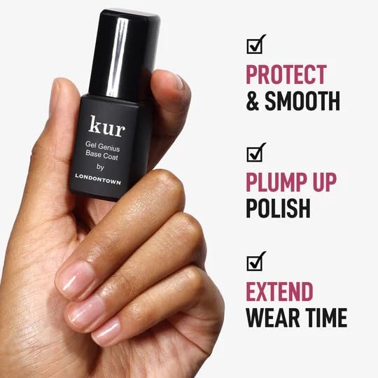 LONDONTOWN Gel Genius Top Coat on nails provides high-shine, cushiony finish.