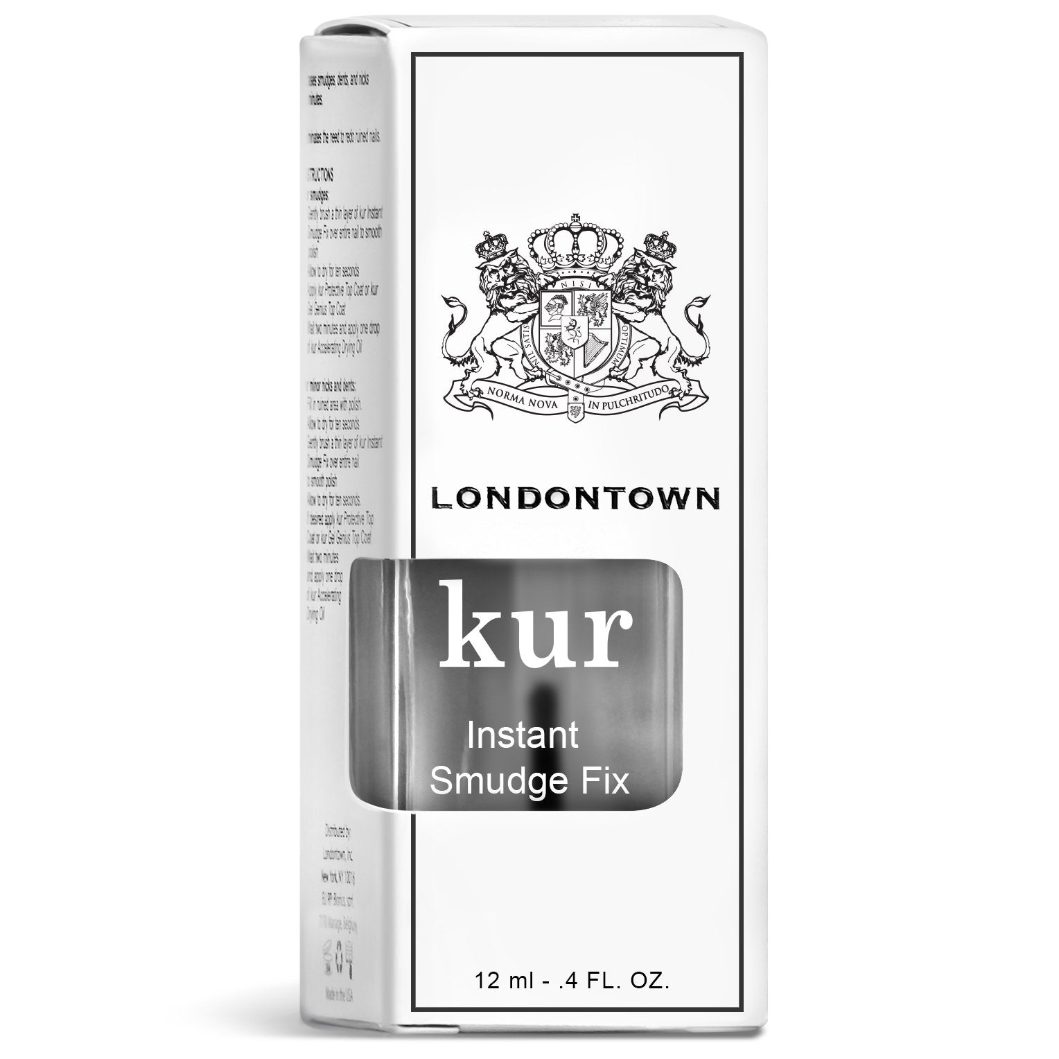 LONDONTOWN Kur Instant Smudge Fix ofrece acabado liso en uñas con pequeñas fallas.