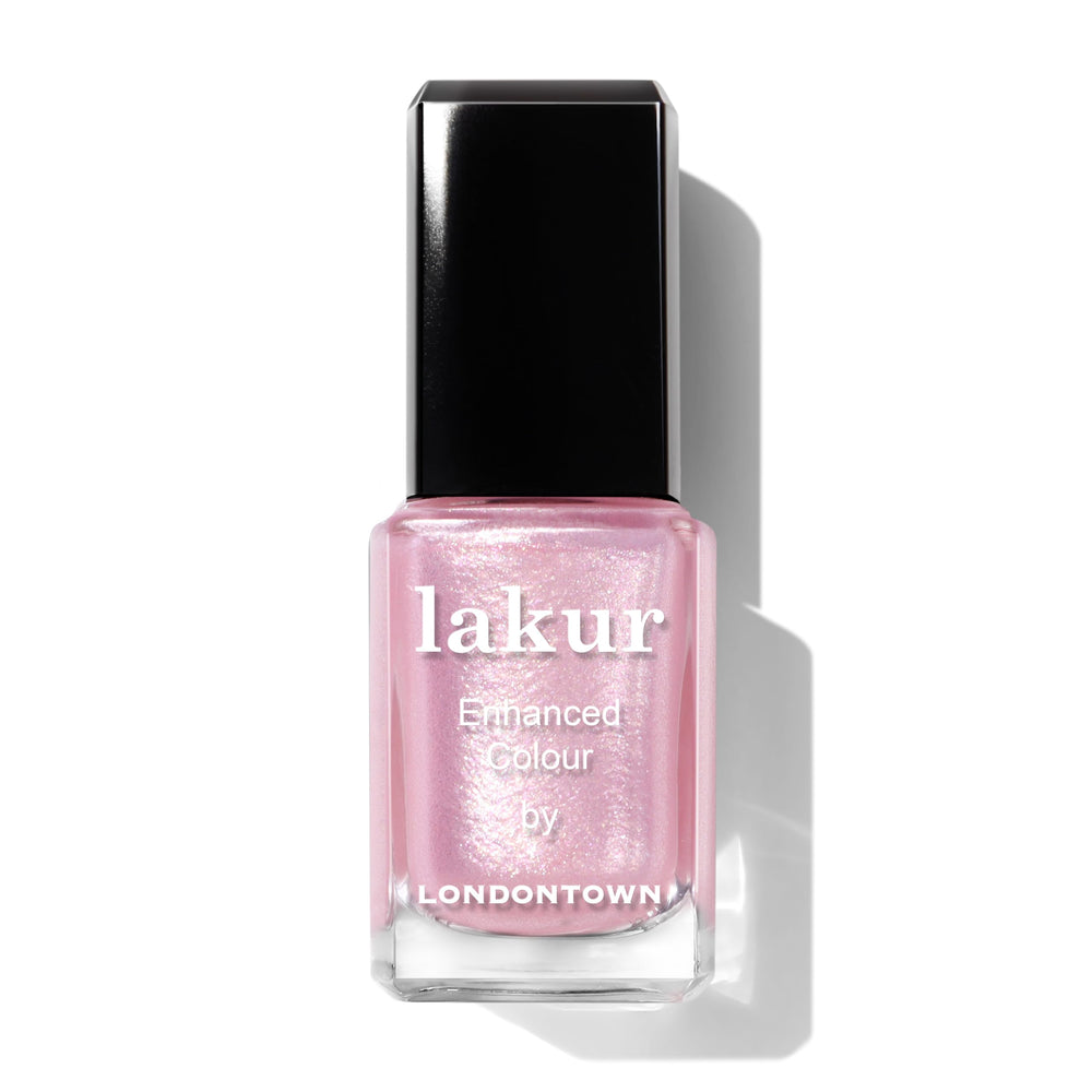 LONDONTOWN Lakur rosa bebé con purpurina para uñas brillantes.