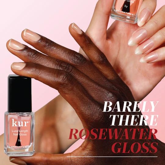 LONDONTOWN Luxe Length Nail Gloss sheer rose tint on nails.