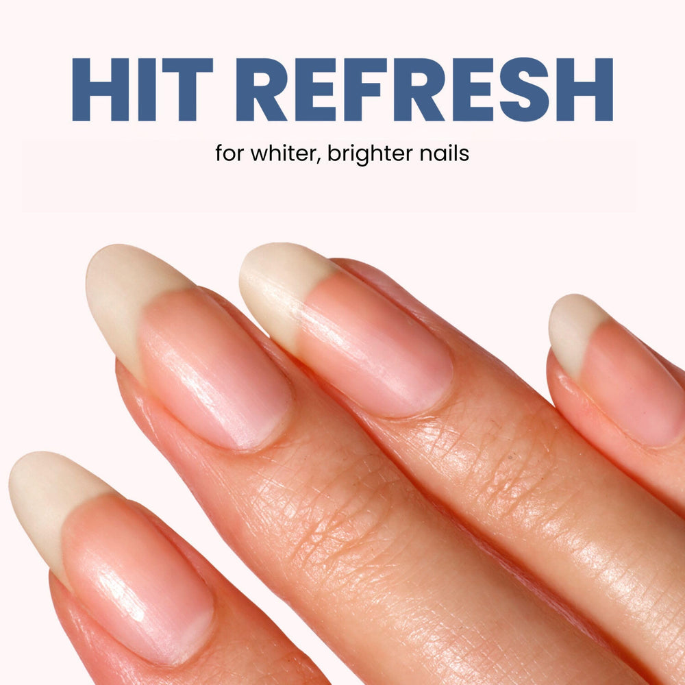 Hands during application illustrate easy, even distribution for improved nail brightness.
