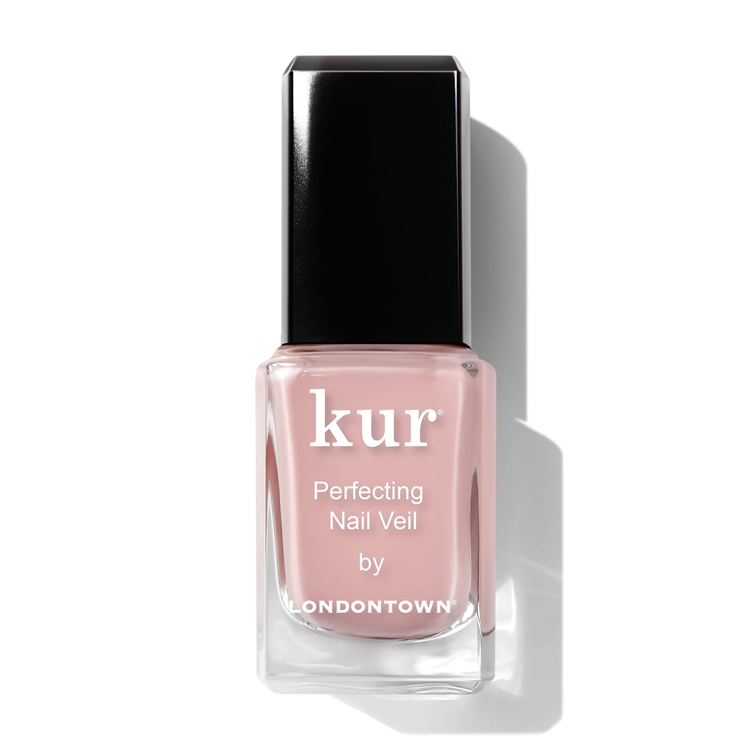 LONDONTOWN Perfecting Nail Veil dusty rose bottle showing sheer color and conditioning care.