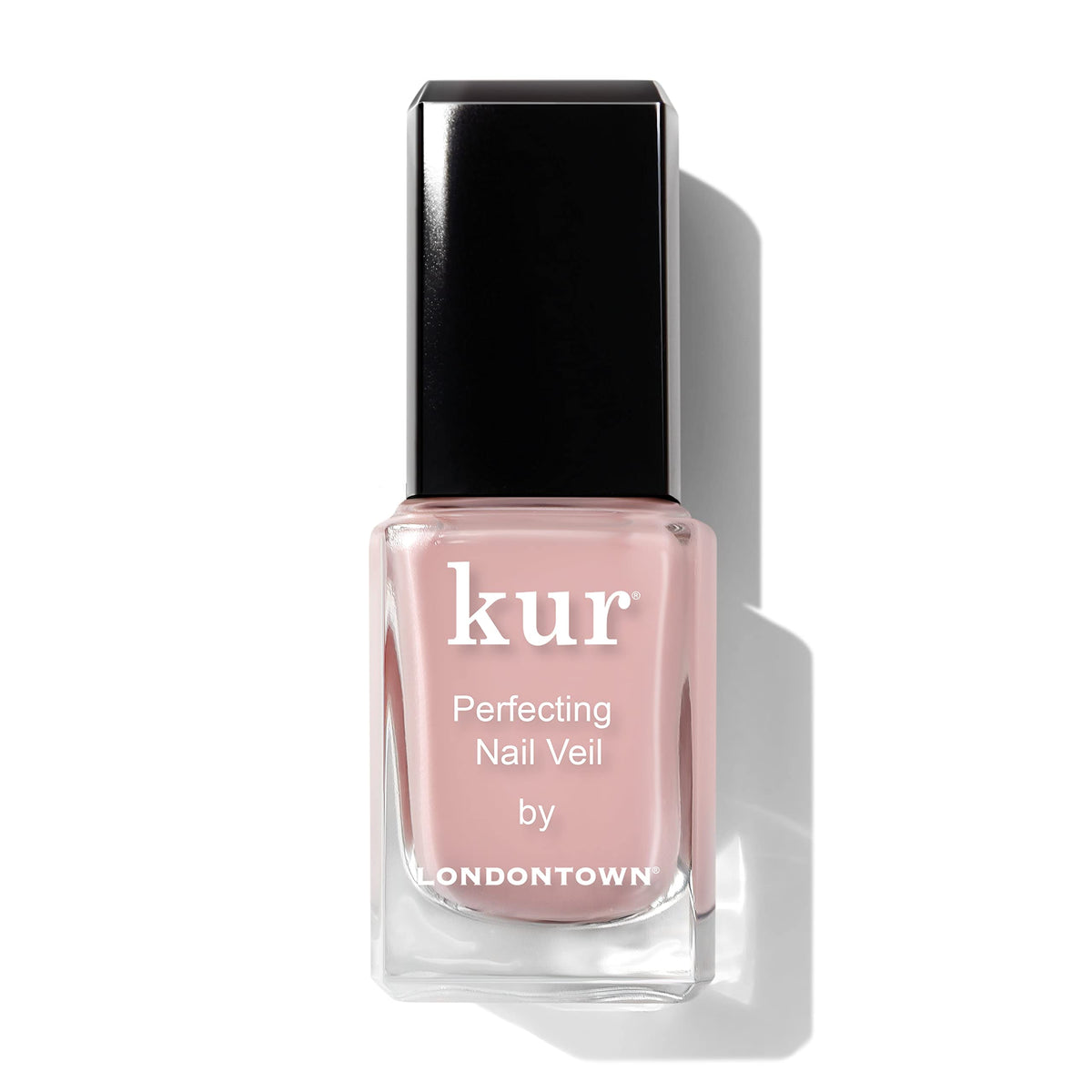 LONDONTOWN Perfecting Nail Veil dusty rose bottle showing sheer color and conditioning care.