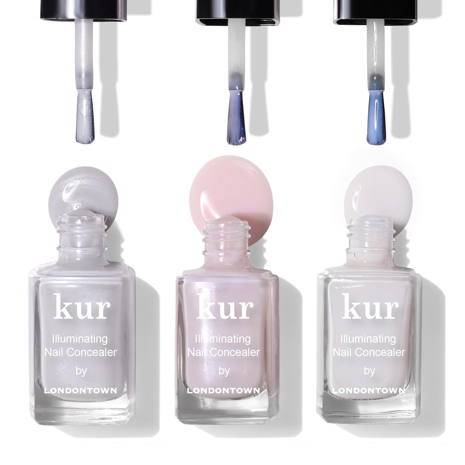 LONDONTOWN Quartz Illuminating Nail Concealer glow on nails under light.