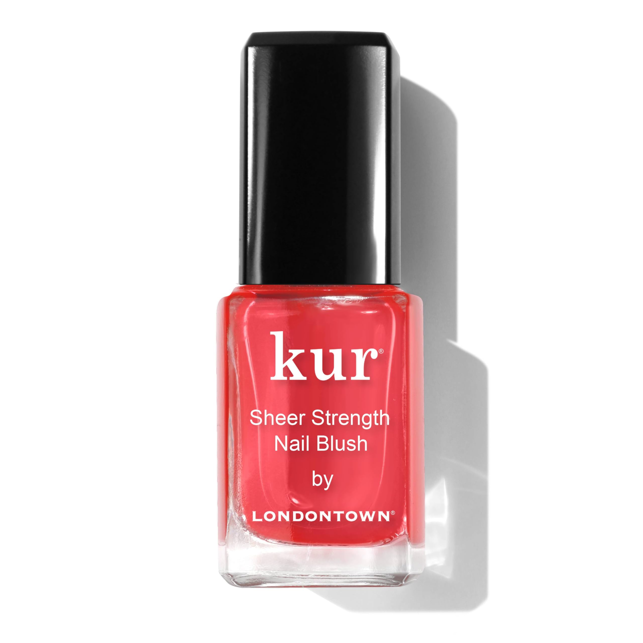 LONDONTOWN tono Poppy en botella, realce translúcido para uñas con look natural.